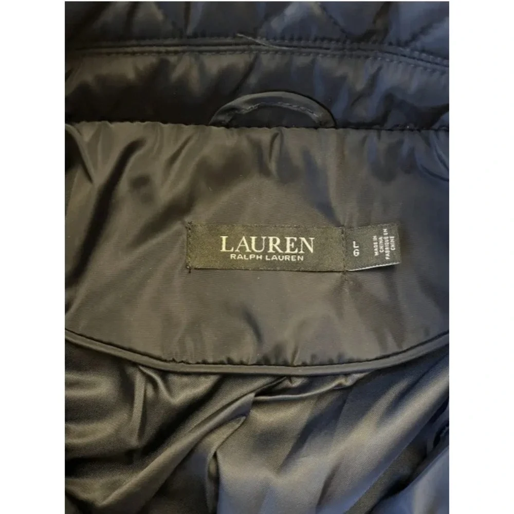 Lauren‎ Ralph Lauren Women's Quilted Black Snap Jacket Crest Logo L  Black Label